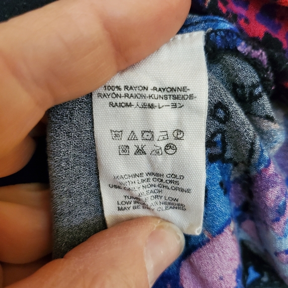 XS Black Floral Free People Oversized Button Blouse Shirt - Picture 4 of 9